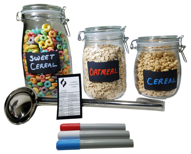 Set Of 3 Gl Cookie And Food Storage Jars With Chalkboard Labels Set Of 3 Gl Cookie And Food Storage Jars With Chalkboard Labels Farmhouse Kitchen Canisters By Splendid Serendipity