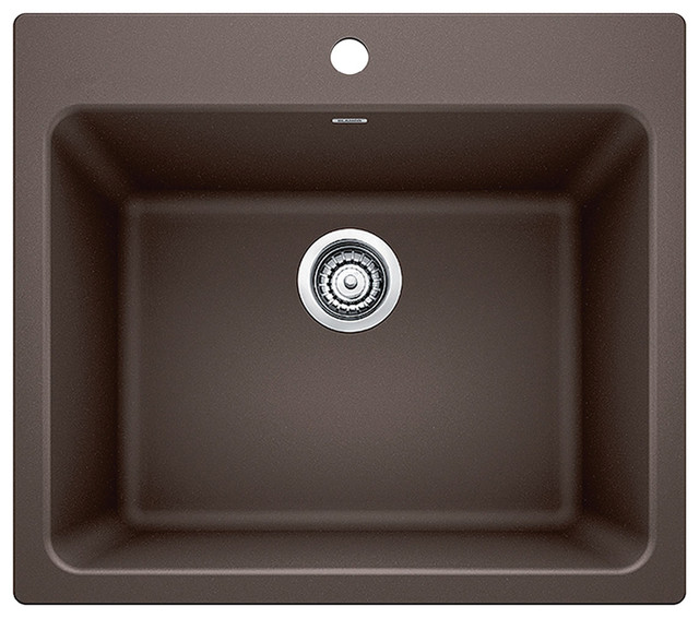 25"x22"x12" Blanco Liven Silgranit Laundry Sink, Cafe Brown