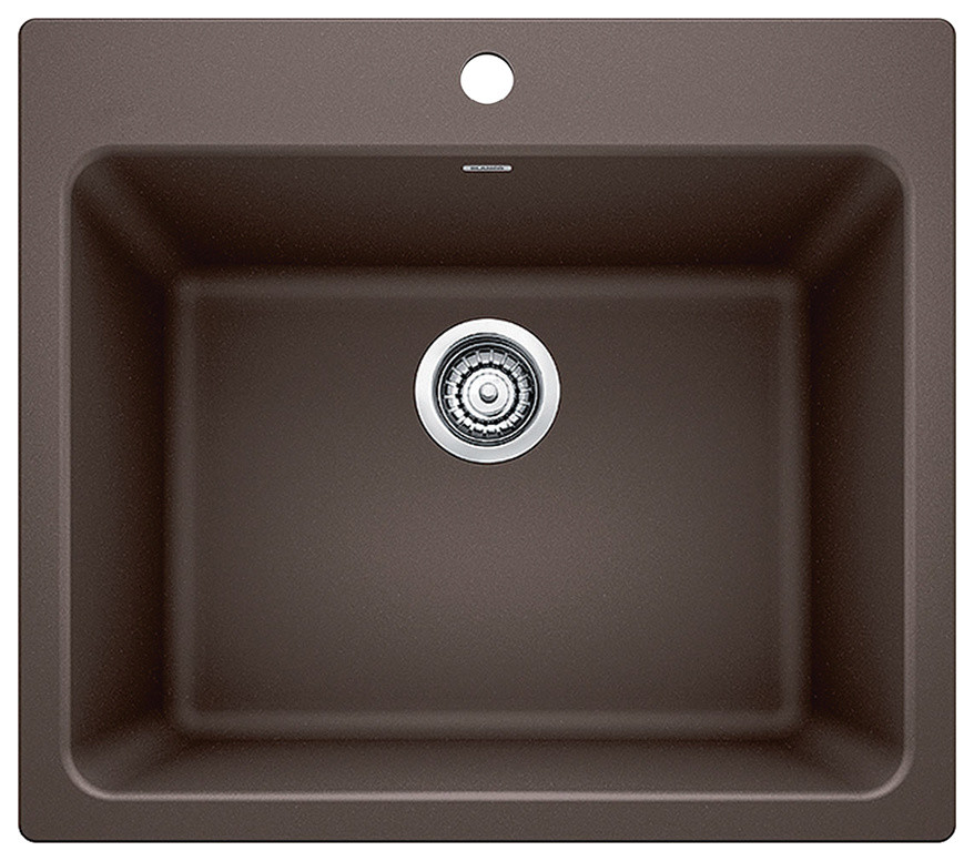 25"x22"x12" Blanco Liven Silgranit Laundry Sink, Cafe Brown