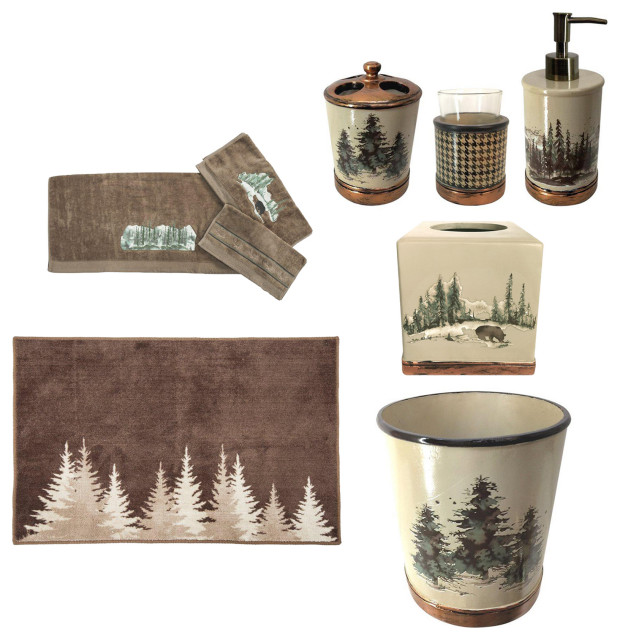 Hi End Accent Joshua 9Piece Bath Accessory and Mocha Towel Set