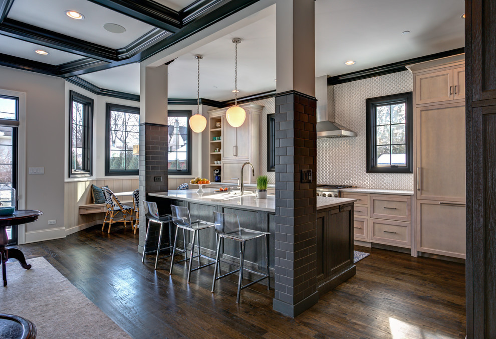Example of a transitional kitchen design in Chicago
