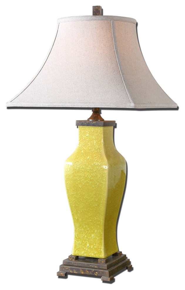 Rustic Burnt Yellow Ceramic Table Lamp