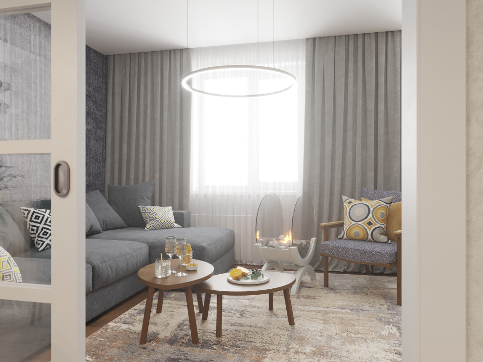 Квартира в оттенках синего для семейной пары