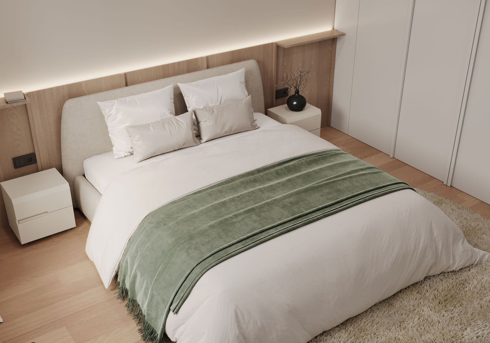 Современный интерьер с яркими акцентами и геометрическими формами