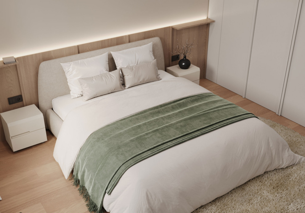 Современный интерьер с яркими акцентами и геометрическими формами