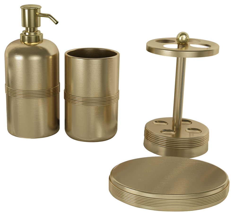 nu steel Jewel 4Piece Bathroom Accessory Set Contemporary Bathroom