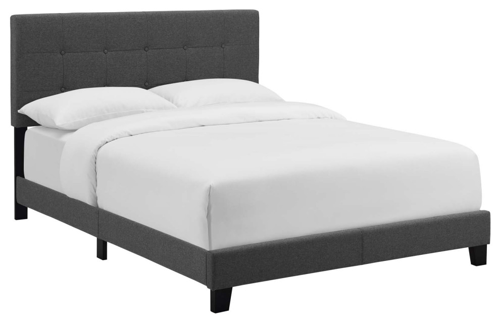 Amira Twin Upholstered Fabric Bed Gray