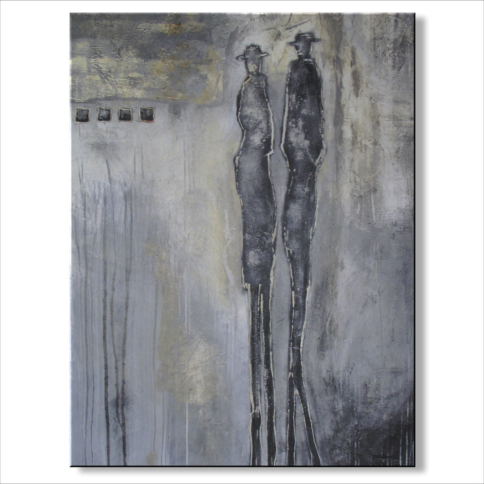 "Walking in Rain" Modern, Contemporary, Limited Edition Painting, 48x36"