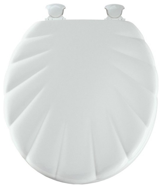 Mayfair 22ECA White Round Toilet Seat - Molded Wood Shell Design With Easy Clean Hinges