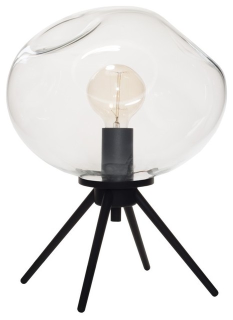 Table Lamp Handblown Glass Organic Contemporary Uplight, Clear