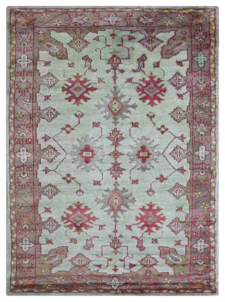 Hand Knotted Viscose Area Rug Oriental Multicolor Mediterranean