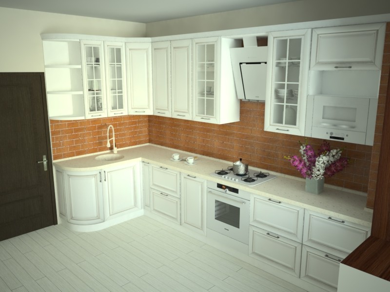 Кухня с фасадами из массива в стиле городская классика