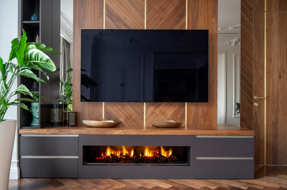 Мебель в гостиную со шпоном американского ореха