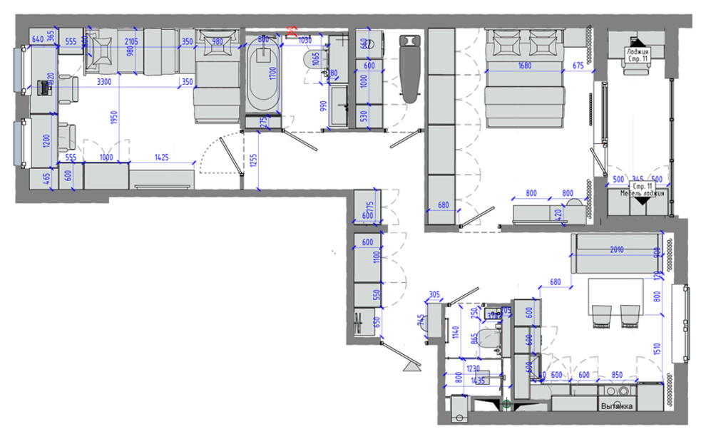 Дизайн-проект двухкомнатной квартиры в современном стиле