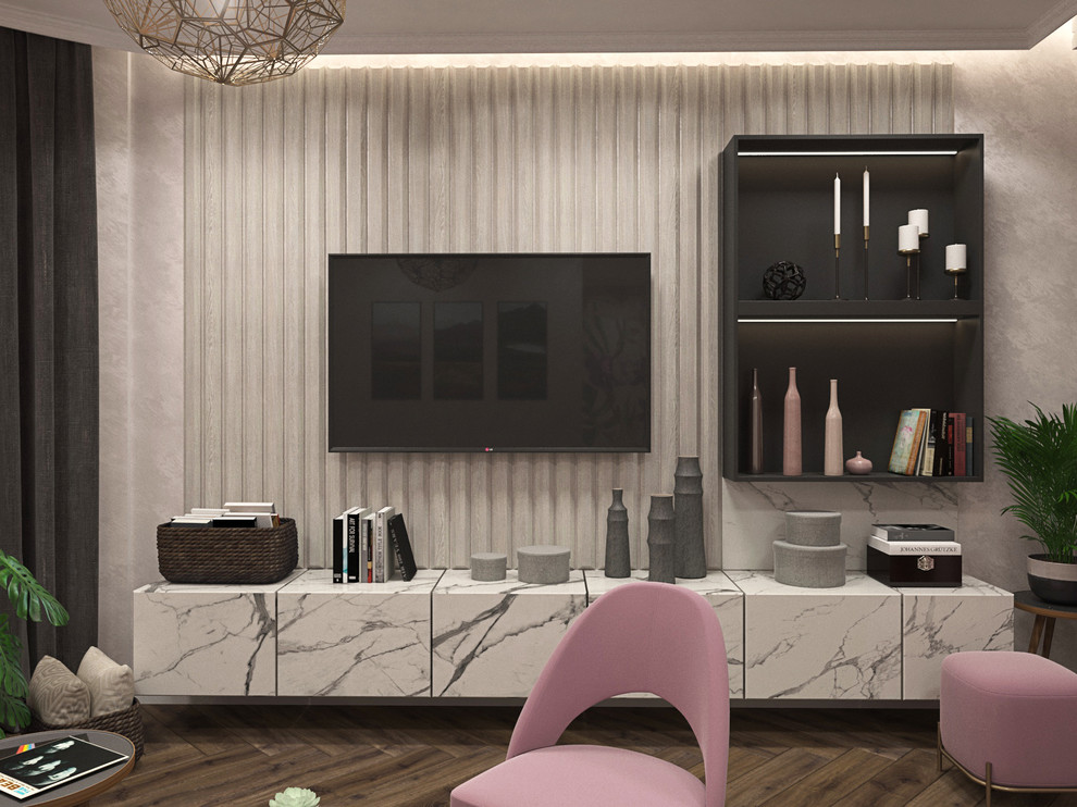 Прихожая с гостиной в однокомнатной квартире