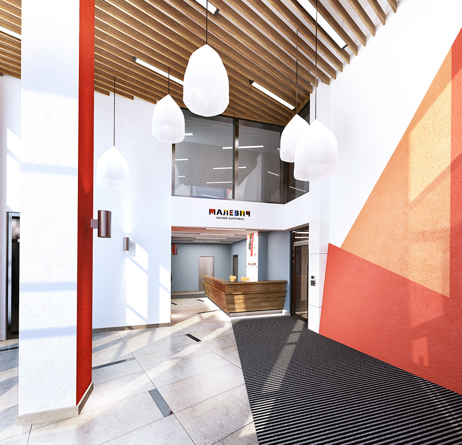 Дизайн интерьера холла многоквартирного жилого дома