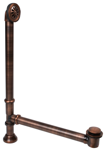 SinkSense 1.5" Brass Pop-Up Bathtub Drain and Overflow Kit, Antique Copper