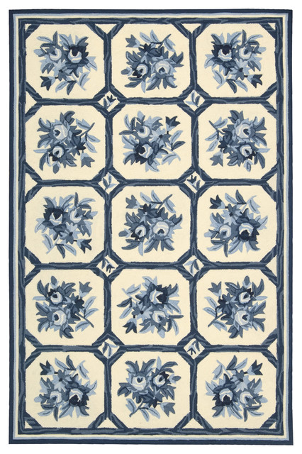 Nourison Country Heritage H307 Ivory, Blue 1'9" x 2'9" Rug