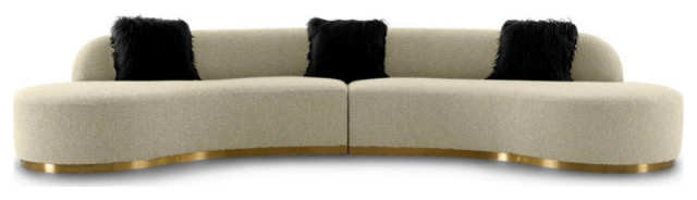 Edwards Glam Beige Fabric Curved Sectional Sofa