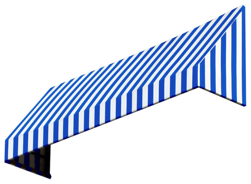 Awntech 3' New Yorker Acrylic Fabric Fixed Awning, Bright Blue/White Stripe
