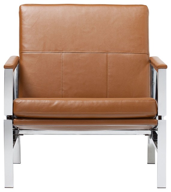 Studio Atlas Bonded Leather Chair, Leather Accent Chair With Wooden Arms