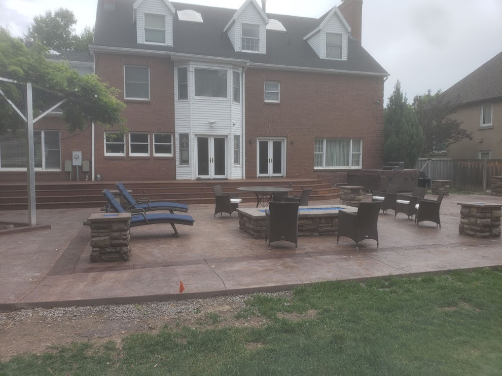 Back Yard Kitchen and Fireplace & Wood Deck
