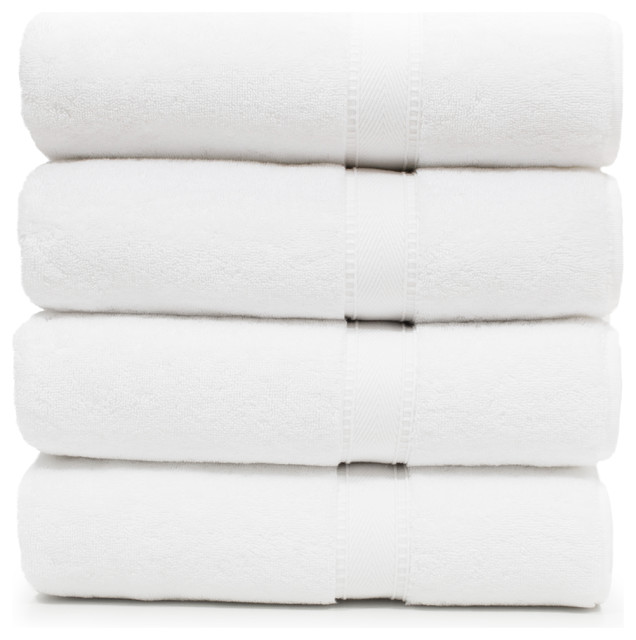 Linum Home Textiles Sinemis Terry Bath Towels, Set of 4, White