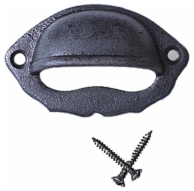 Or Drawer Bin Pull Black Iron Cup 3"x2" Rustic And