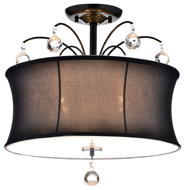 Mina 4 Light Semi Flush Mount With Drum Shade Transitional Mina 4 Light Semi Flush Mount With Drum Shade
