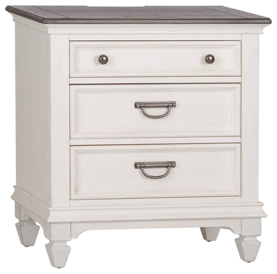 Nightstand with Charging Station in White Finish - Traditional ...