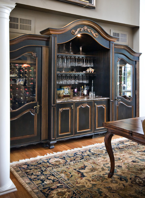 custom built-in wine cabinet - traditional - dining room