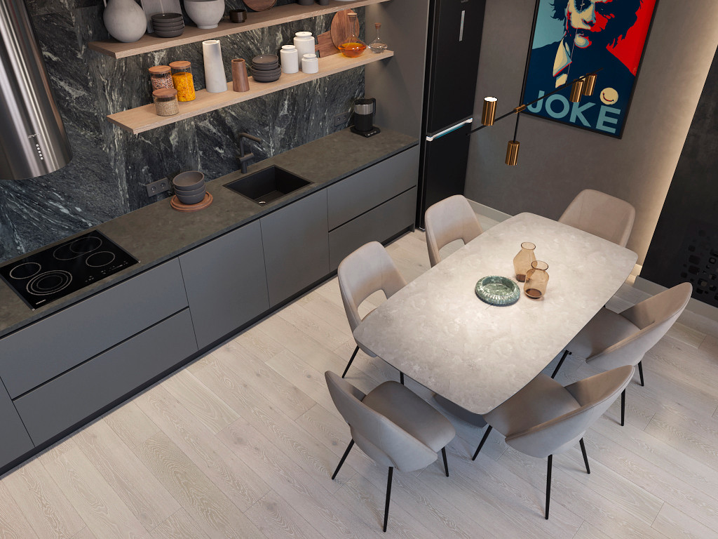 Кухня-гостиная в стиле лофт 25 м.кв