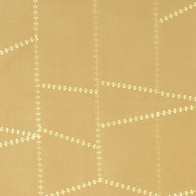 Gold Embroidered Stitched Suede Heavy Duty Upholstery Fabric By The