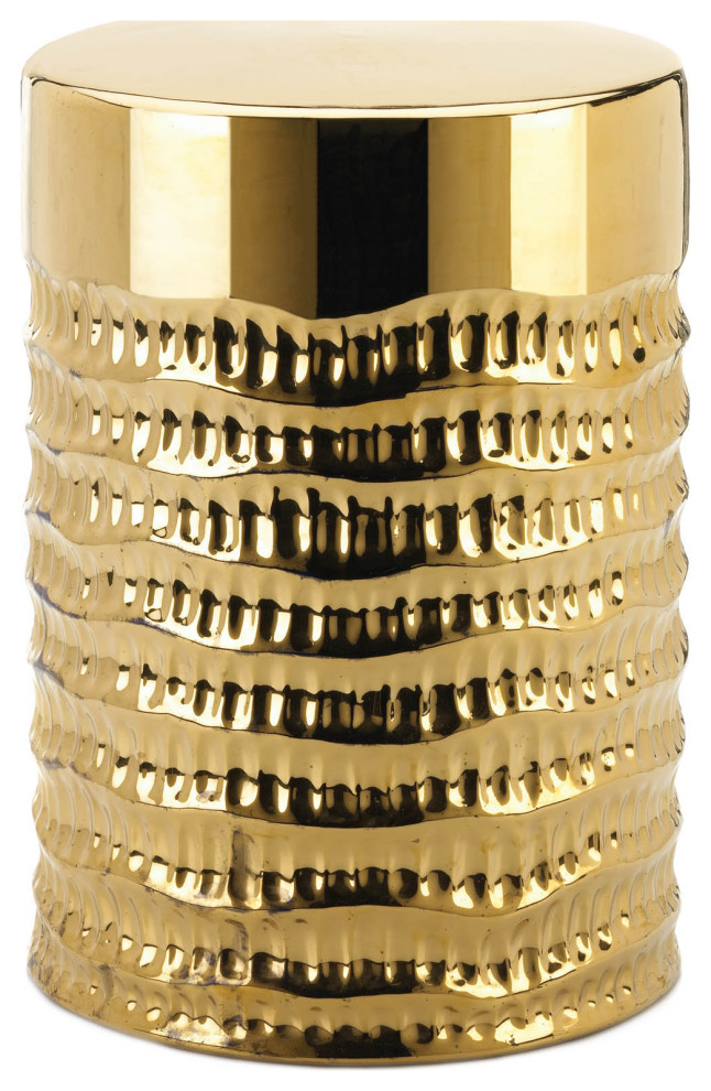 Gold Textured Stool Contemporary Accent And Garden Stools by