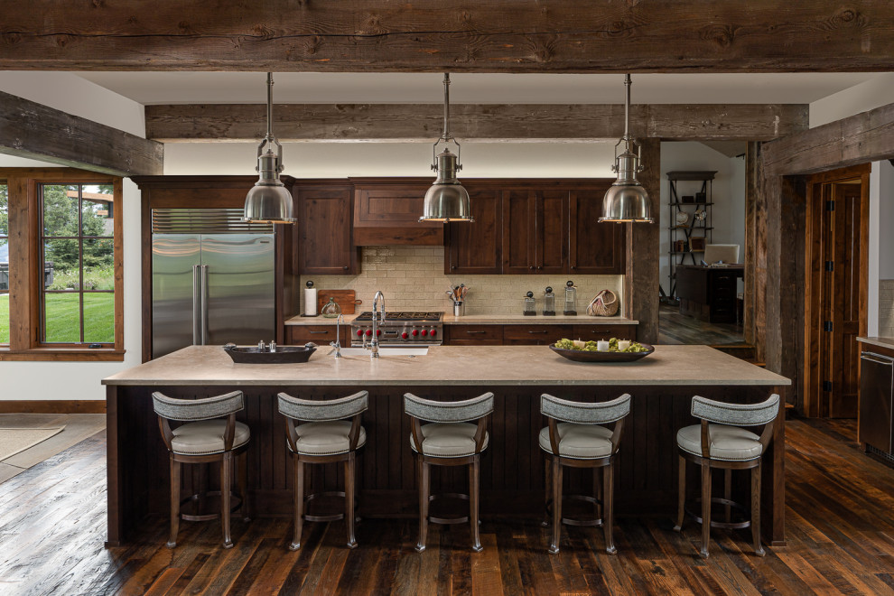 Example of a large mountain style kitchen design