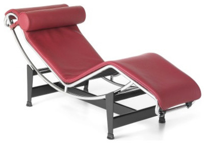 Le Corbusier LC4 Inspired Lounge Chair-Red - 100% Italian Leather