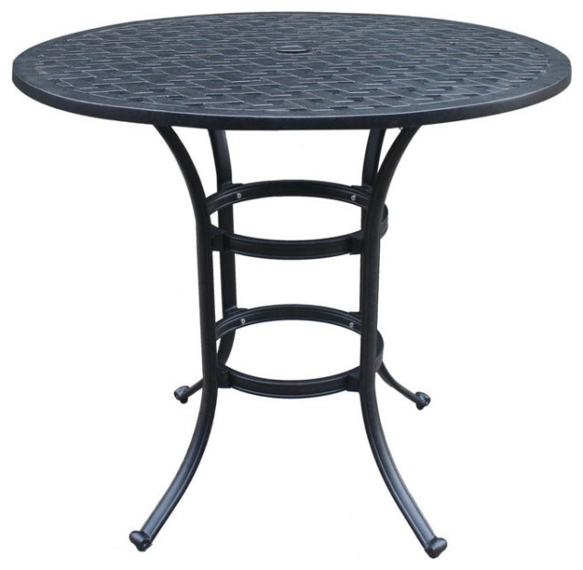 Carlsbad 42" Cast Aluminum Round Bar Table, Dark Lava Bronze