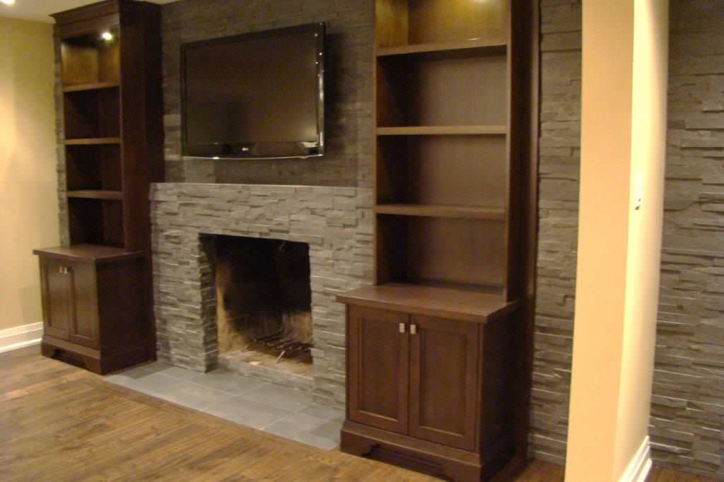 Family Room with Dark Custom Cabinetry