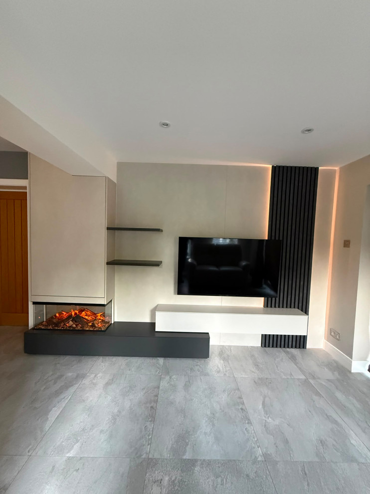 Modern Media Wall with Feature Fireplace