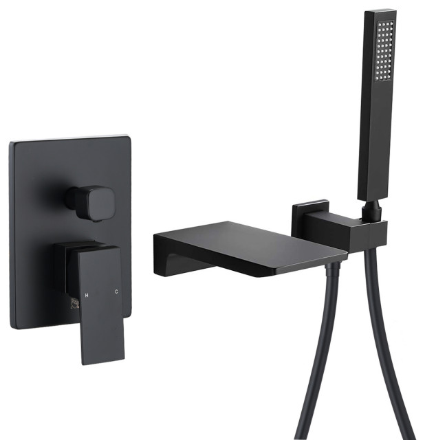 WallMounted Bathtub Waterfall Spout Shower Set Contemporary Tub