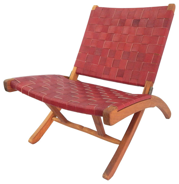 Leather Woven Folding Lounge Chair - Contemporary - Armchairs And Accent Chairs - by NICAHOME LLC