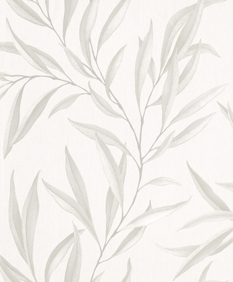 Floral Textured Wallpaper, Leaves, One Roll Tropical Wallpaper by Euro Home Decor Houzz