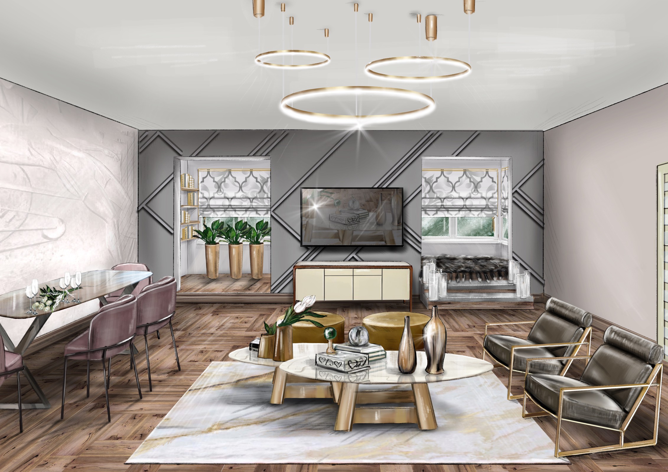 Дизайн решение гостиной-кухни