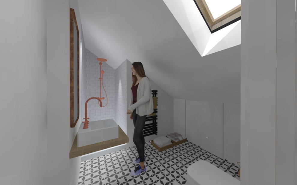 Aménagement des combles d'une maison de plein pied, option 2 la salle de bain