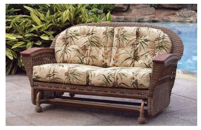 Outdoor Wicker Glider Sofa with Cushion (Corinthian Red)