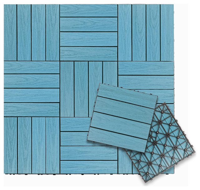 1'x1' Quick Deck Outdoor Composite Deck Tile, Grecian Blue