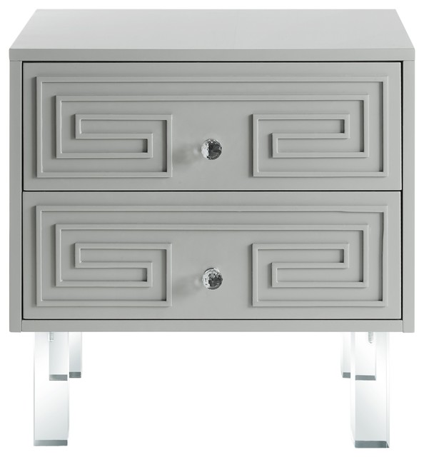 Shirin Greek Key Lacquer Finish Lucite Leg Side Table Contemporary Shirin Greek Key Lacquer Finish Lucite Leg Side Table Contemporary Nightstands And Bedside Tables By Inspired Home