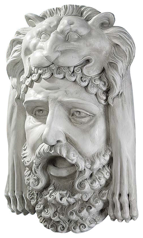 Hercules Bust With Nemean Lion Headdress Wall Sculpture