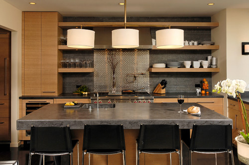 Concrete Countertops Design Ideas Kitchen Island Subway Tile Cooking Space Ultra Modern