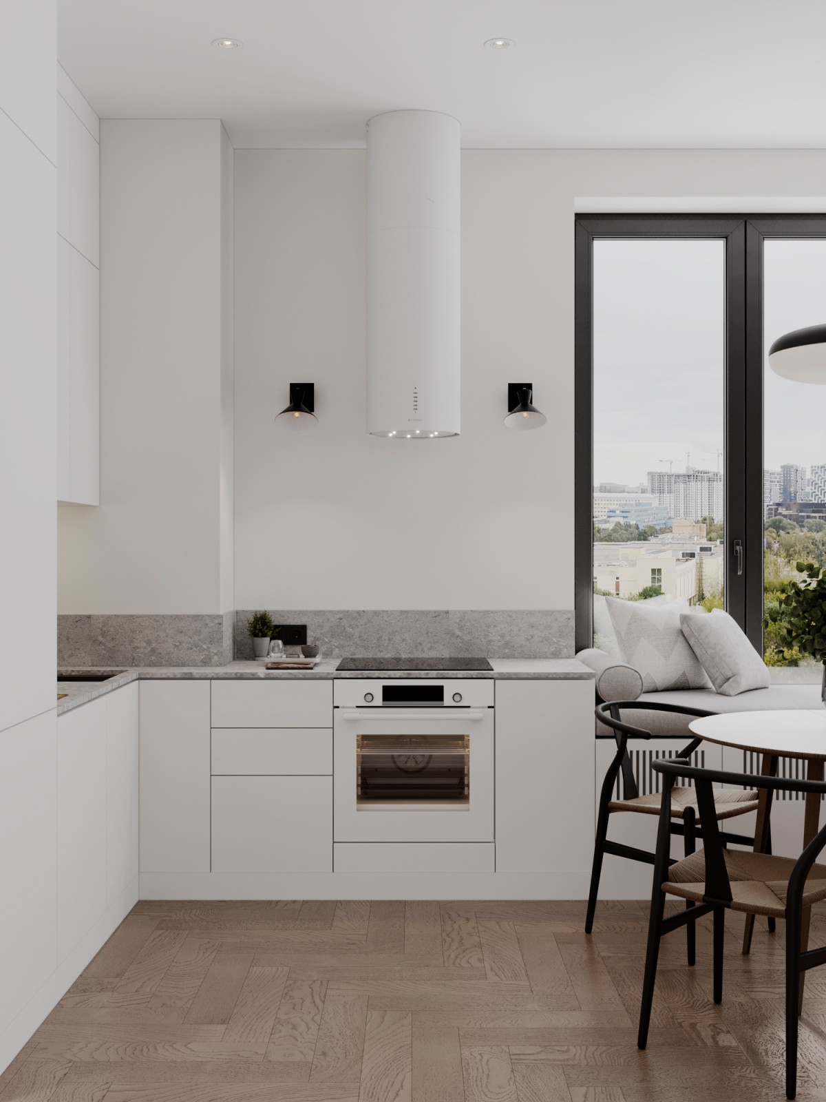 Светлый интерьер с цветовыми акцентами в ЖК Level Стрешнево